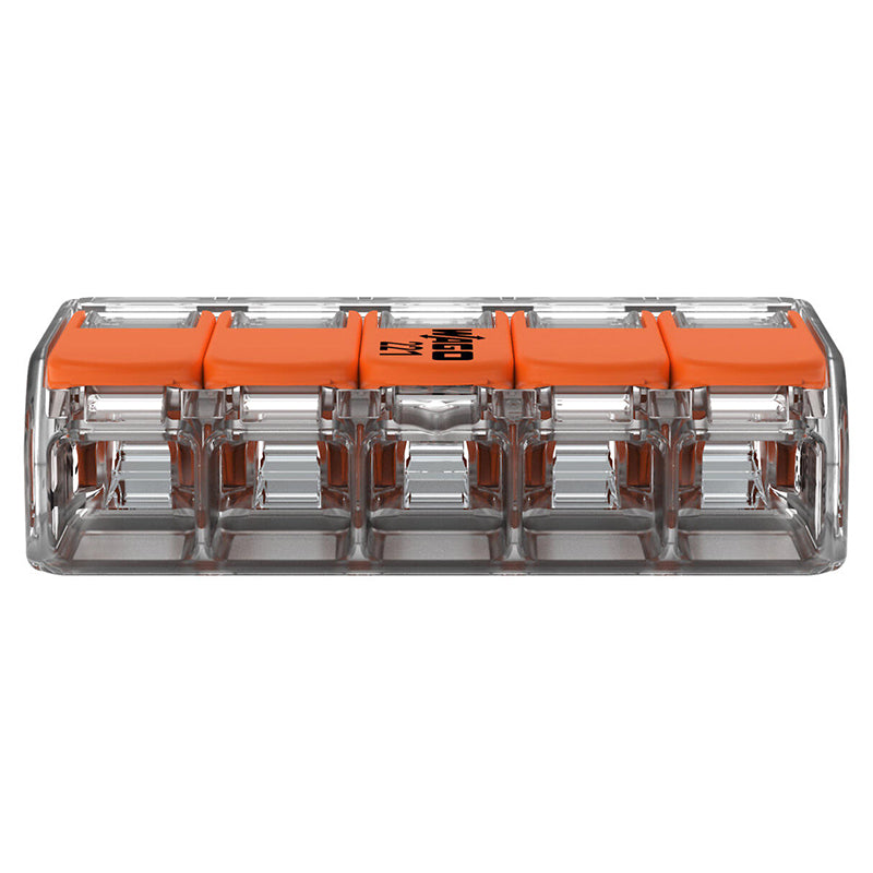 Clemă de legătură cu pârghii pentru 5 conductoare de până la 4 mm² din seria 221 WAGO W-221-415-8