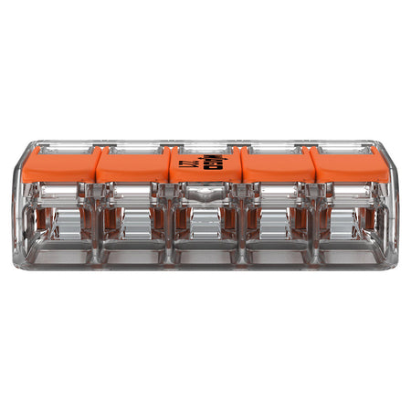 Clemă de legătură cu pârghii pentru 5 conductoare de până la 4 mm² din seria 221 WAGO W-221-415-8