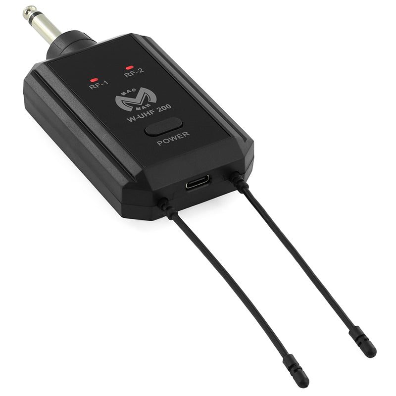 Set 2 microfoane wireless UHF cu receptor plug-in și rază până la 80 m Mac Mah W-UHF 200M
