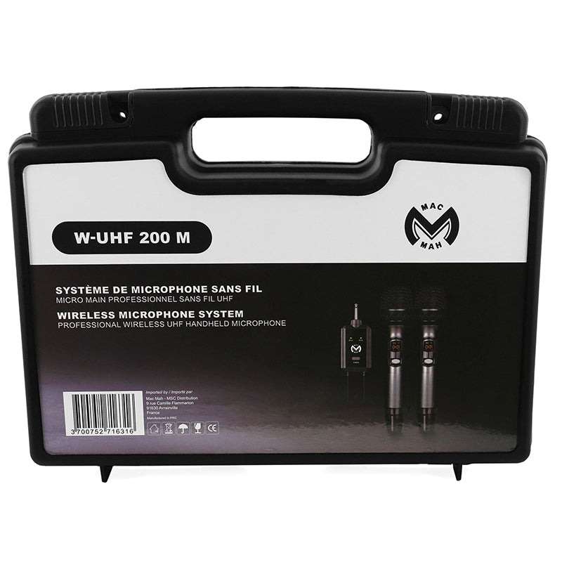 Set 2 microfoane wireless UHF cu receptor plug-in și rază până la 80 m Mac Mah W-UHF 200M