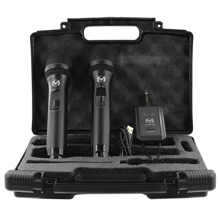 Set 2 microfoane wireless UHF cu receptor plug-in și rază până la 80 m Mac Mah W-UHF 200M