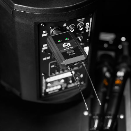 Set 2 microfoane wireless UHF cu receptor plug-in și rază până la 80 m Mac Mah W-UHF 200M