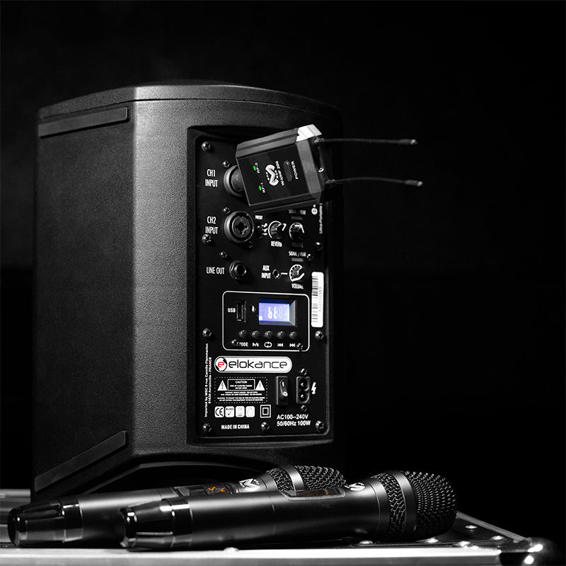Set 2 microfoane wireless UHF cu receptor plug-in și rază până la 80 m Mac Mah W-UHF 200M