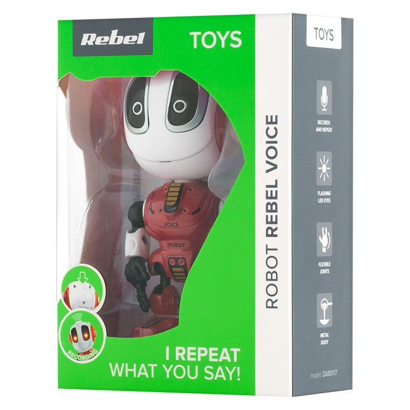 Robot interactiv roșu cu repetare vocală Rebel ZAB0117R