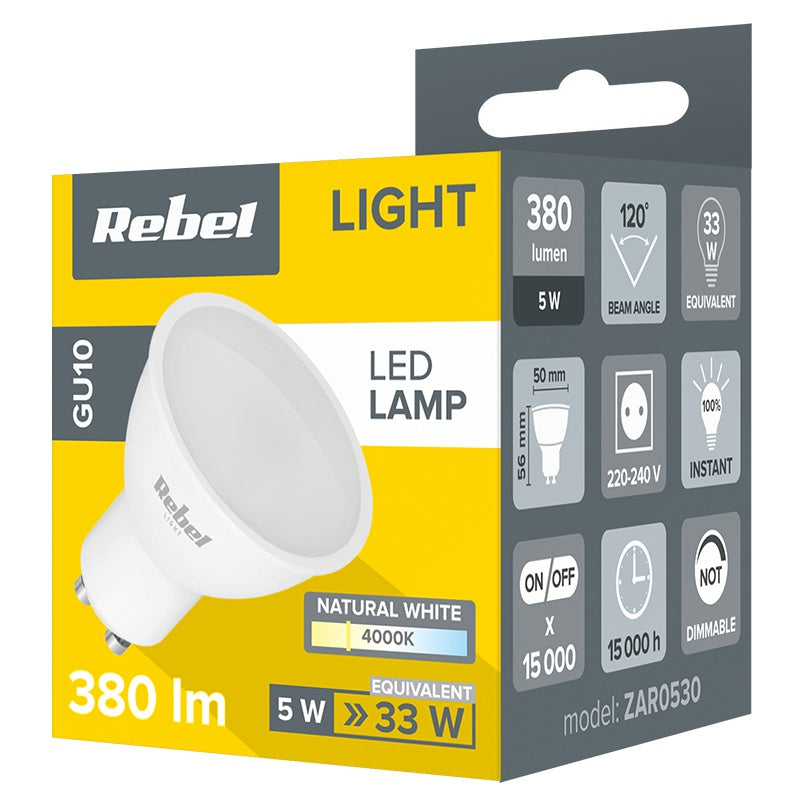 Bec LED GU10 Alb neutru Rebel