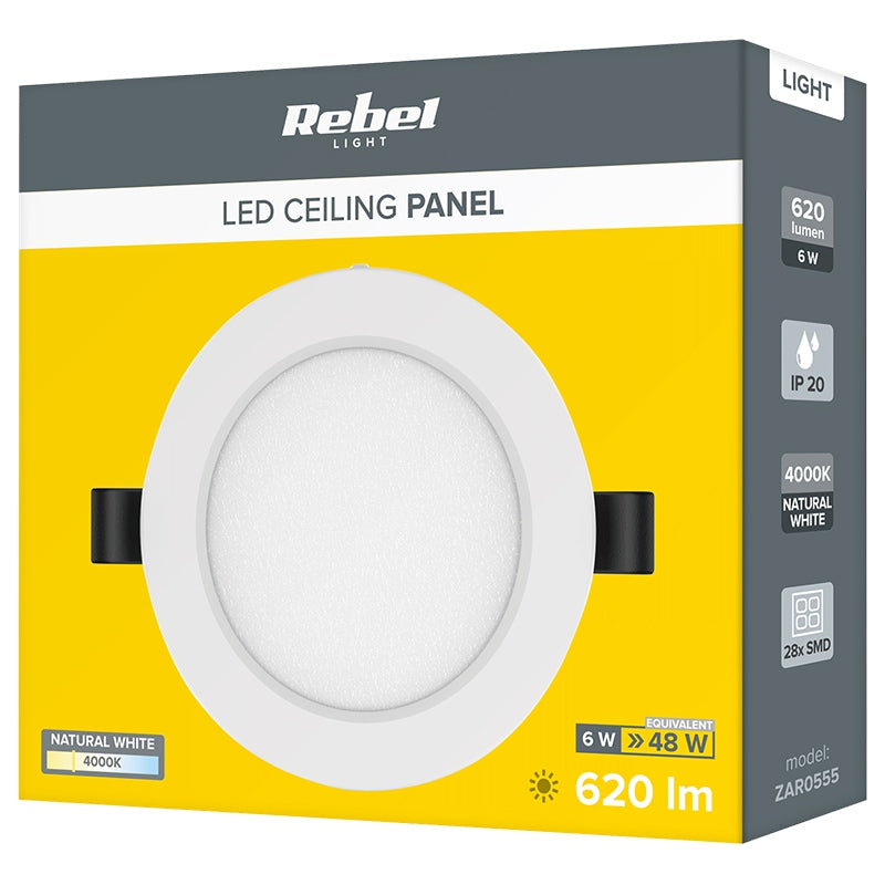 Plafonieră LED de 6 W cu lumină neutră de 4000 K Rebel ZAR0555
