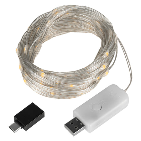 Decorațiune LED alb cald 10 m cu 100 LED-uri și alimentare USB Rebel ZAR0575