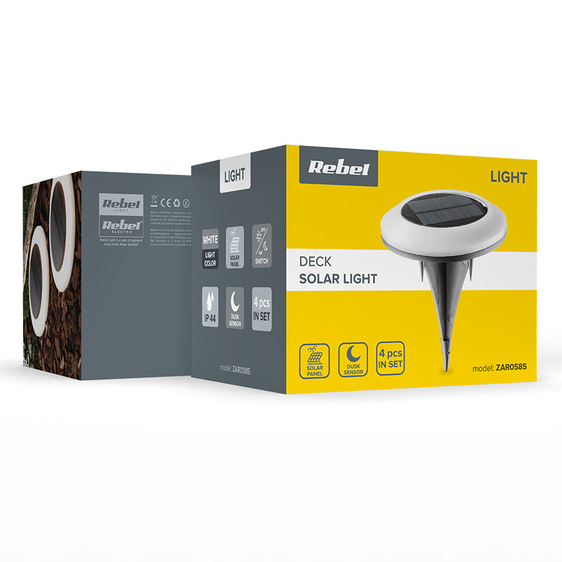 Set de 4 lămpi solare de grădină LED cu senzor de amurg Rebel ZAR0585