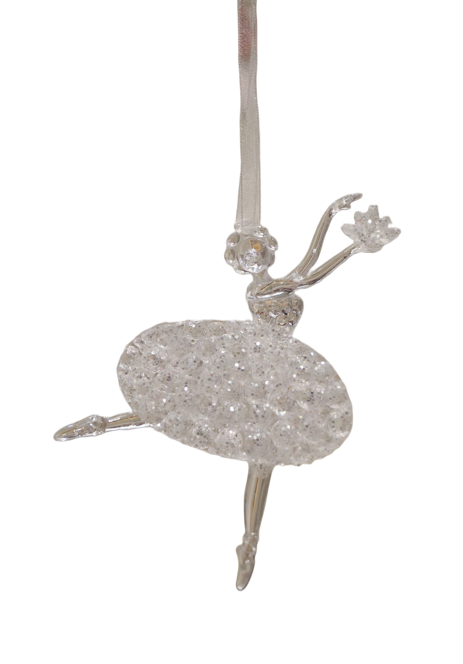ORNAMENT BRAD BALERINA ALB TRANSPARENT 10X14CM XMAS