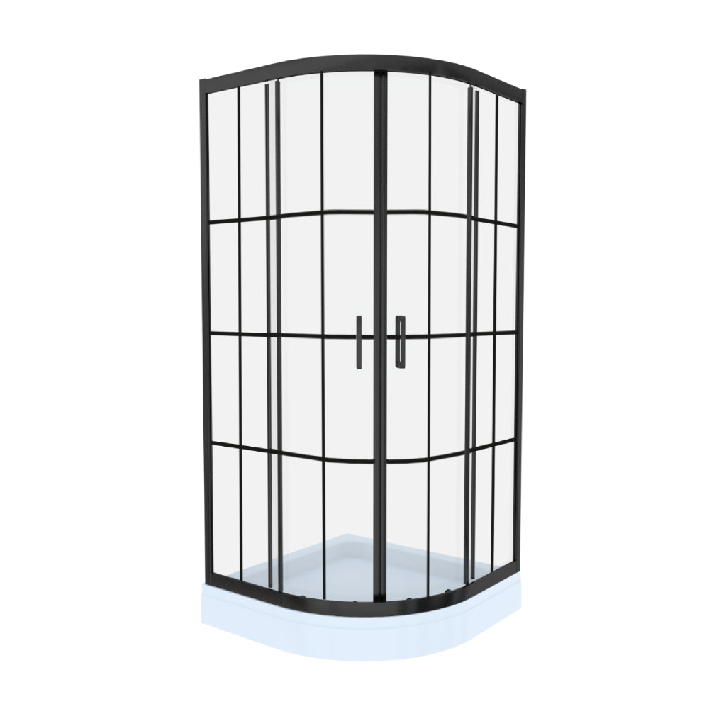 Cabina de duș simplă semirotundă Celesta Titan, model Windows, profil negru 277367 Celesta