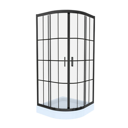 Cabina de duș simplă semirotundă Celesta Titan, model Windows, profil negru 277367 Celesta