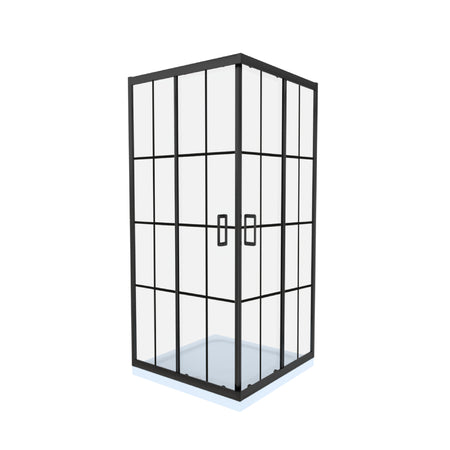 Cabină de duș patrata, sticlă model Windows, profil negru, 80×80×190 cm Celesta 277370