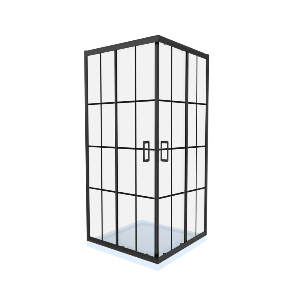 Cabină de duș patrata, sticlă model Windows, profil negru, 80×80×190 cm Celesta 277370