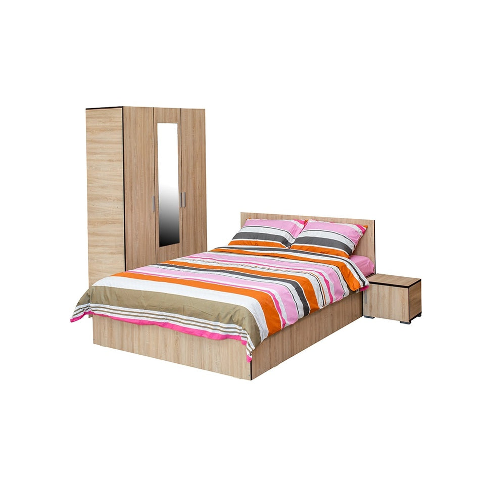 Dormitor Corinne 5 Usi, Cu Comoda Pat 160x200 Nuc
