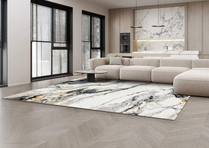 Covor Marmo Auriu/Negru / 100x200cm