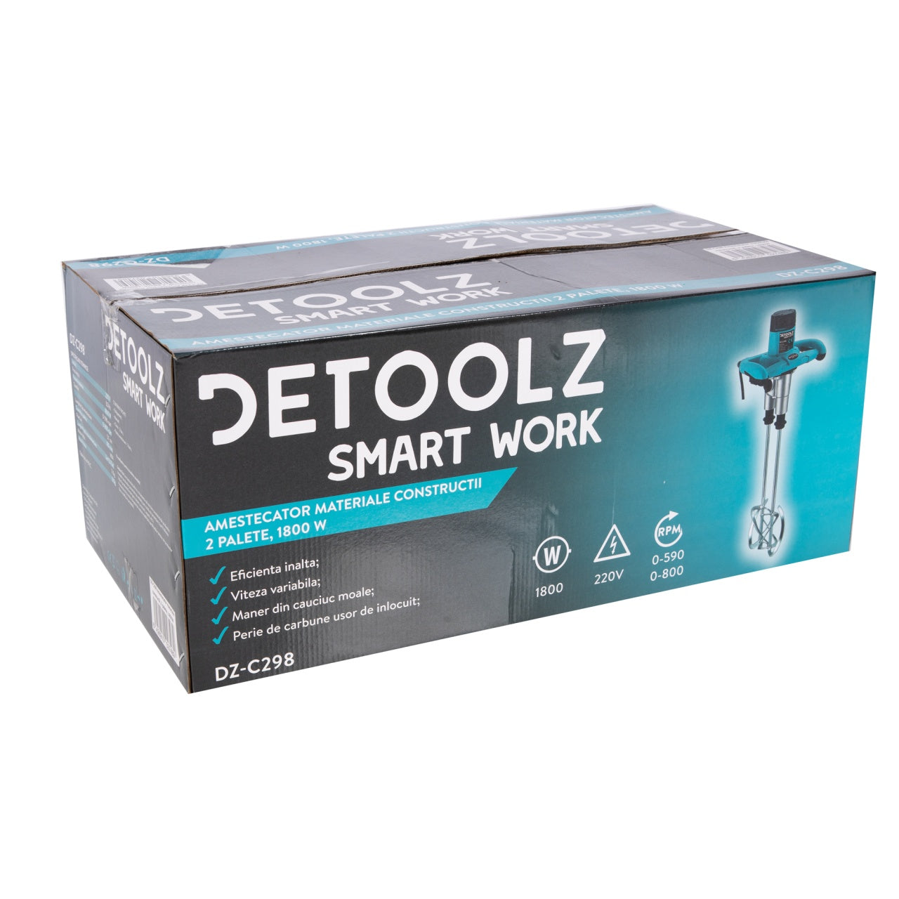 Amestecator materiale construcții cu 2 palete, 1800 W și viteză variabilă Detoolz DZ-C298
