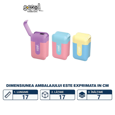Așcuțitoare pentru creioane pastel, cutie display 24 buc, S-COOL / OFFISHOP SC2401