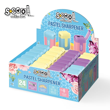 Așcuțitoare pentru creioane pastel, cutie display 24 buc, S-COOL / OFFISHOP SC2401