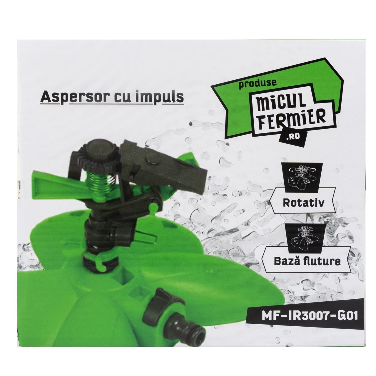 Aspersor rotativ cu impuls, bază fluture Micul Fermier MF-IR3007-G01