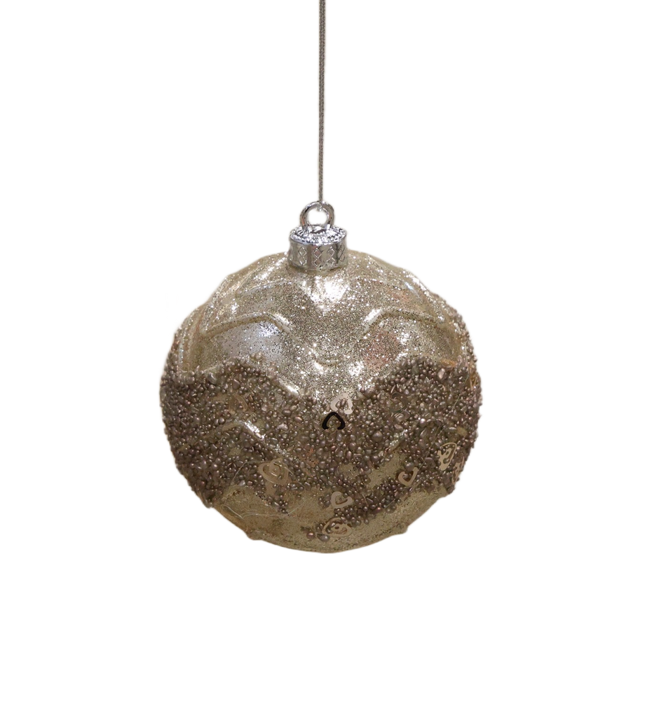 XMAS ORNAMENT GLOB SAMPANIE CU PAIETE 8 CM, PLASTIC