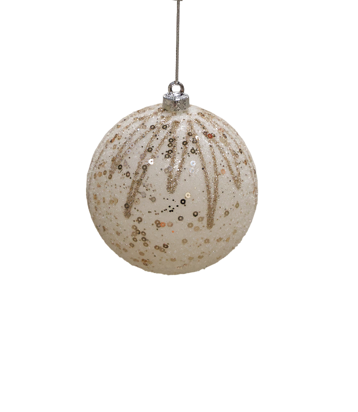 XMAS GLOB 10 CM ALB DIN PLASTIC CU AURIU 11029CH10