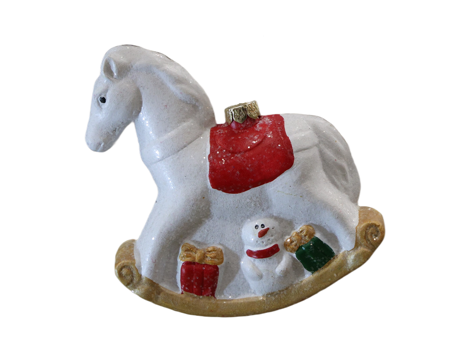 XMAS ORNAMENT BRAD BALANSOAR CU CALUT ALB CU ROSU