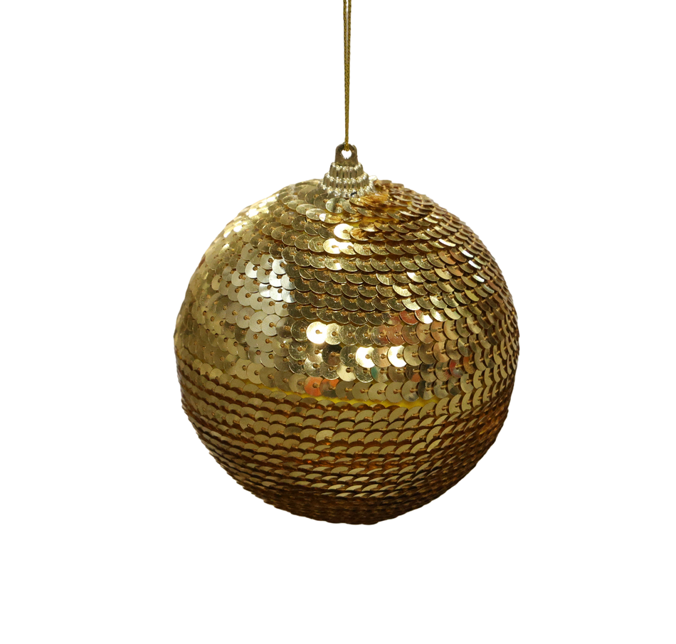 XMAS ORNAMENT GLOB AURIU CU PAIETE 10 CM, PLASTIC