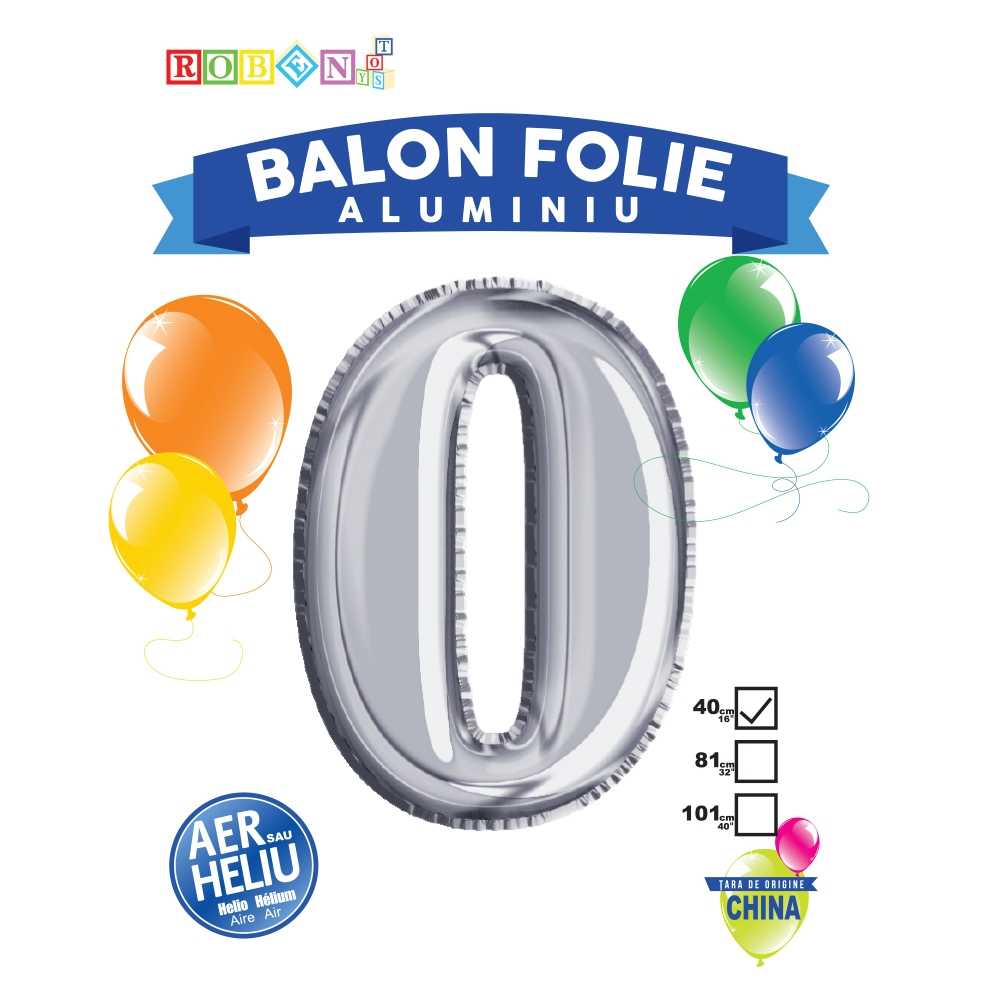 Balon folie aluminiu argintiu pentru petreceri, 40 cm, CHINA
