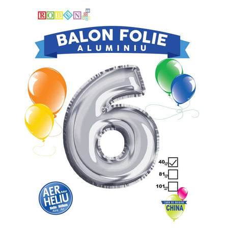 Balon folie aluminiu argintiu pentru petreceri, 40 cm, CHINA