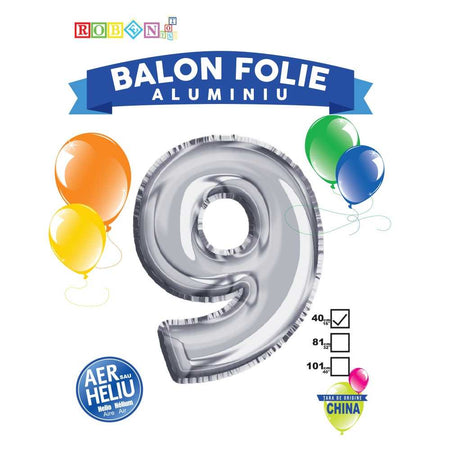 Balon folie aluminiu argintiu pentru petreceri, 40 cm, CHINA