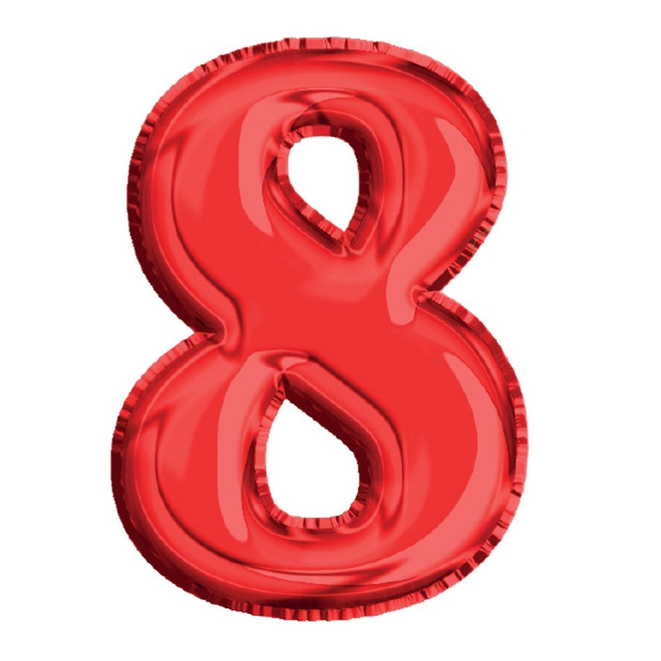 Balon, Folie Aluminiu, Rosu, Cifra 8, 40 Cm