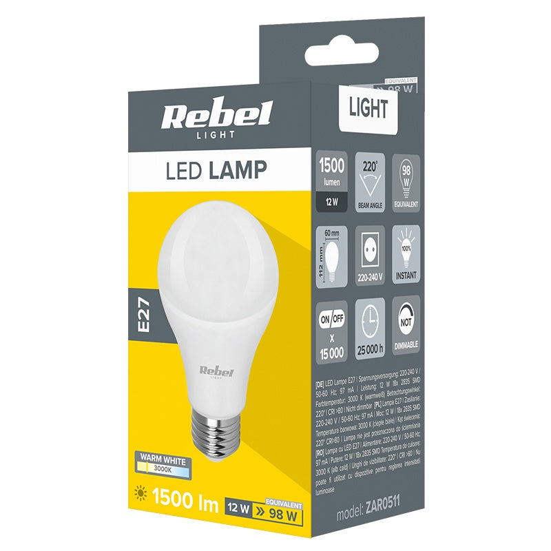 Bec Led A60/65 E27 12w 230v Rebel