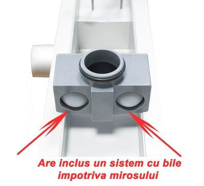 Rigolă de duș din oțel inoxidabil CLASSIC GRAY 600×70 mm cu evacuare orizontală