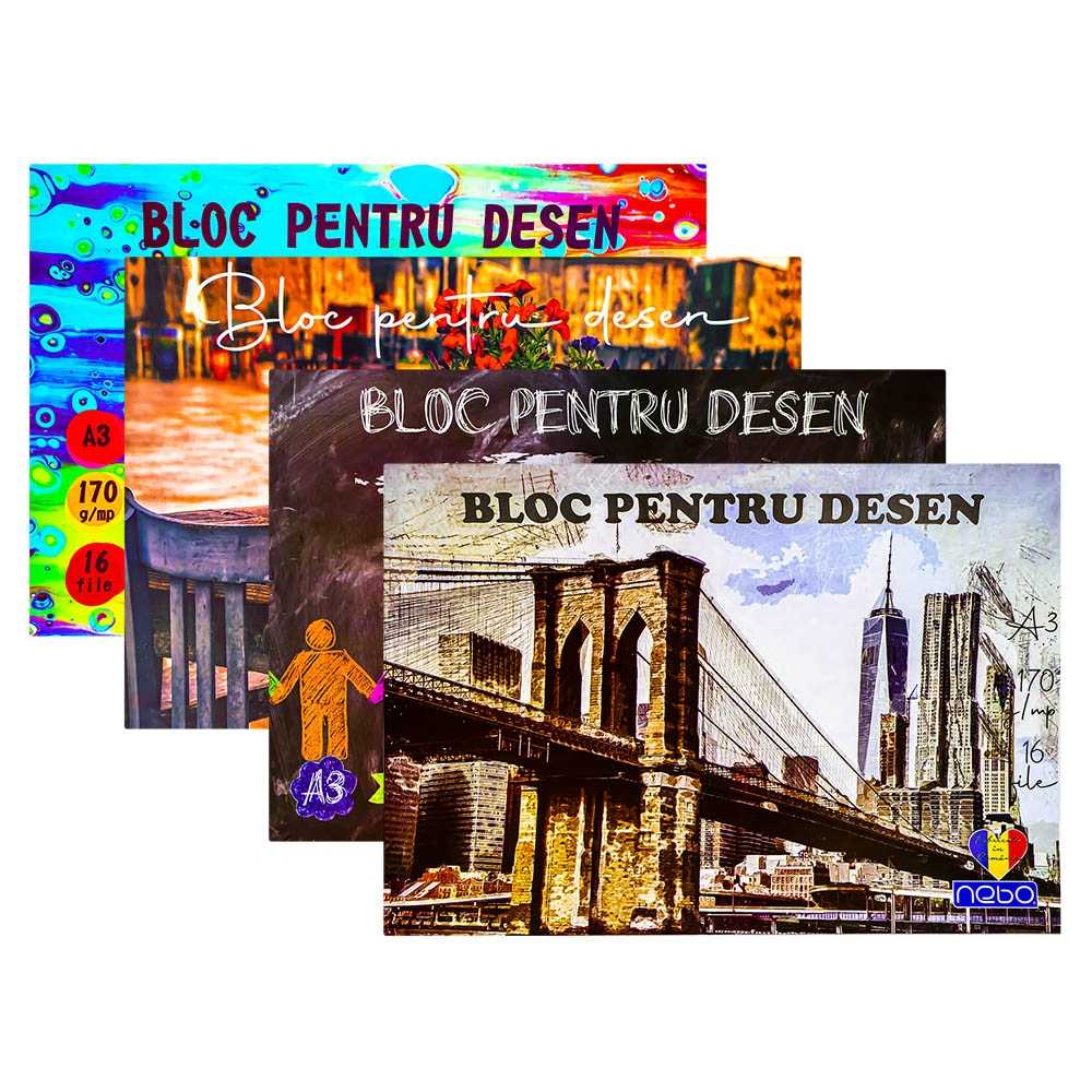 Bloc desen A3 16 file 170 g/mp, pentru școlari - NEBO 16593