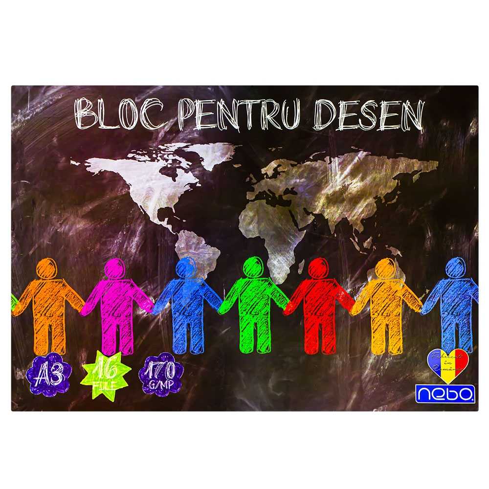Bloc desen A3 16 file 170 g/mp, pentru școlari - NEBO 16593