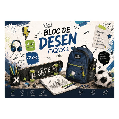 Bloc de desen A4 cu 16 file de 170 g/m² NEBO 16595/16690
