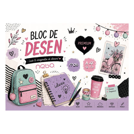 Bloc de desen A4 cu 16 file de 170 g/m² NEBO 16595/16690