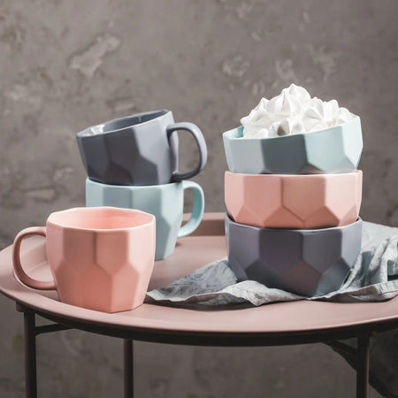 Bol Diamond 13 cm din porțelan, design elegant, Ambition Menta