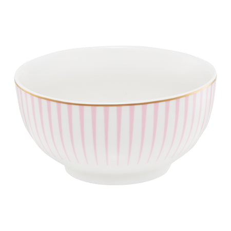 Bol Bliss 13 cm din porțelan cu dungi subtile roz sau mentă, design modern