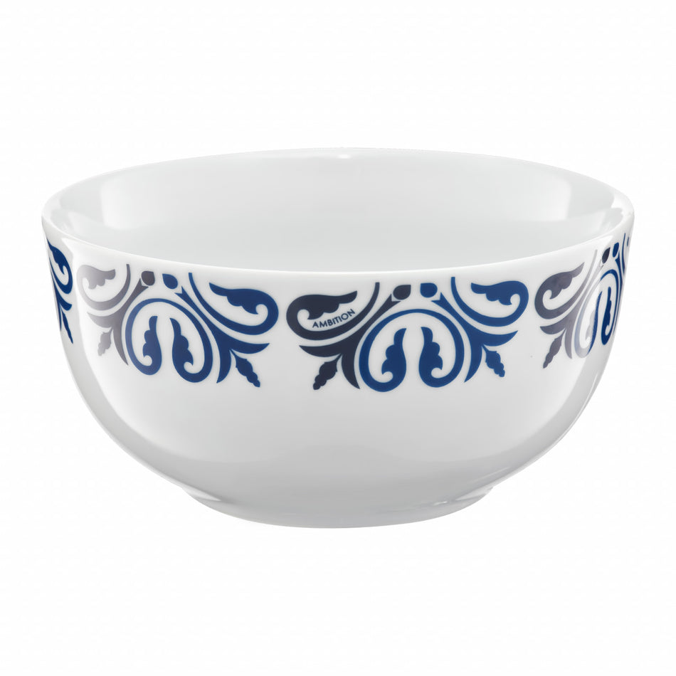 Bol mic 14 cm Marocco din portelan, design oriental, gri și bleumarin, compatibil cu mașina de spălat vase AMBITION 29178