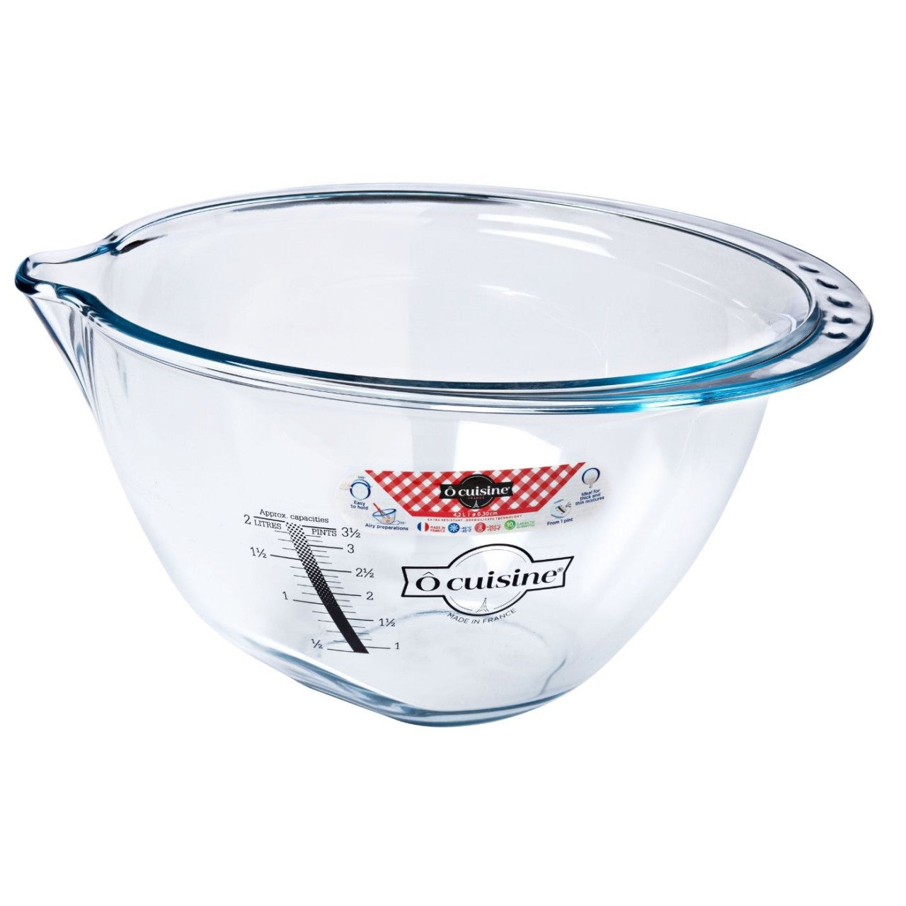 Bol mixer termorezistent din sticlă Ocuisine Glass Prepware, diferite dimensiuni și forme