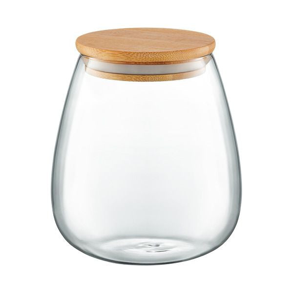 Borcan depozitare sticlă cu capac bambus Belly Ambition pentru bucătărie 1000 ml