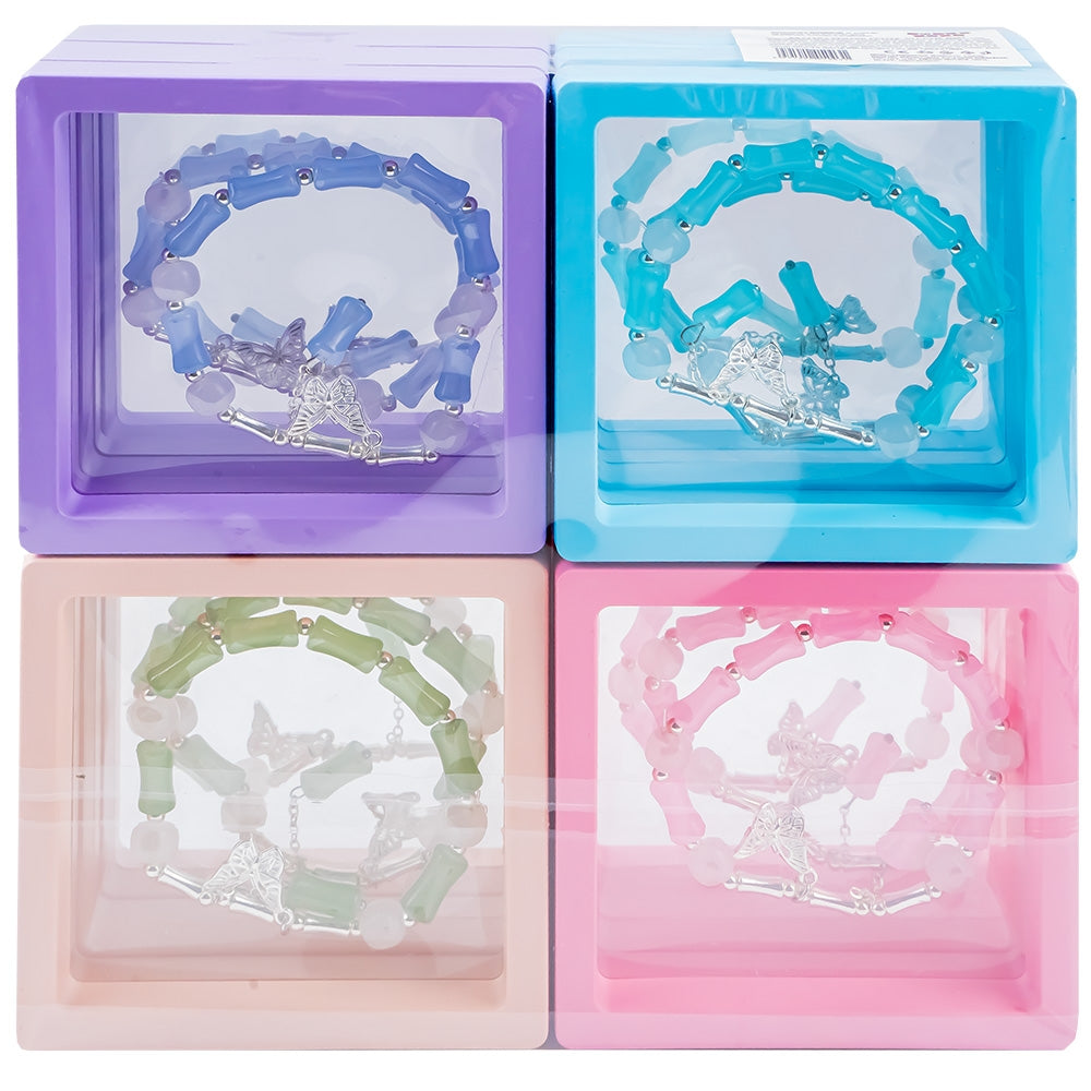 Brățară pentru fetițe, mărgele acrilice, cutie cadou, multicolor H003