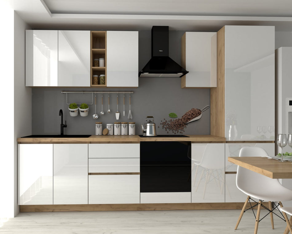 Bucatarie Chelsea 3m K003-acril Alb Lucios