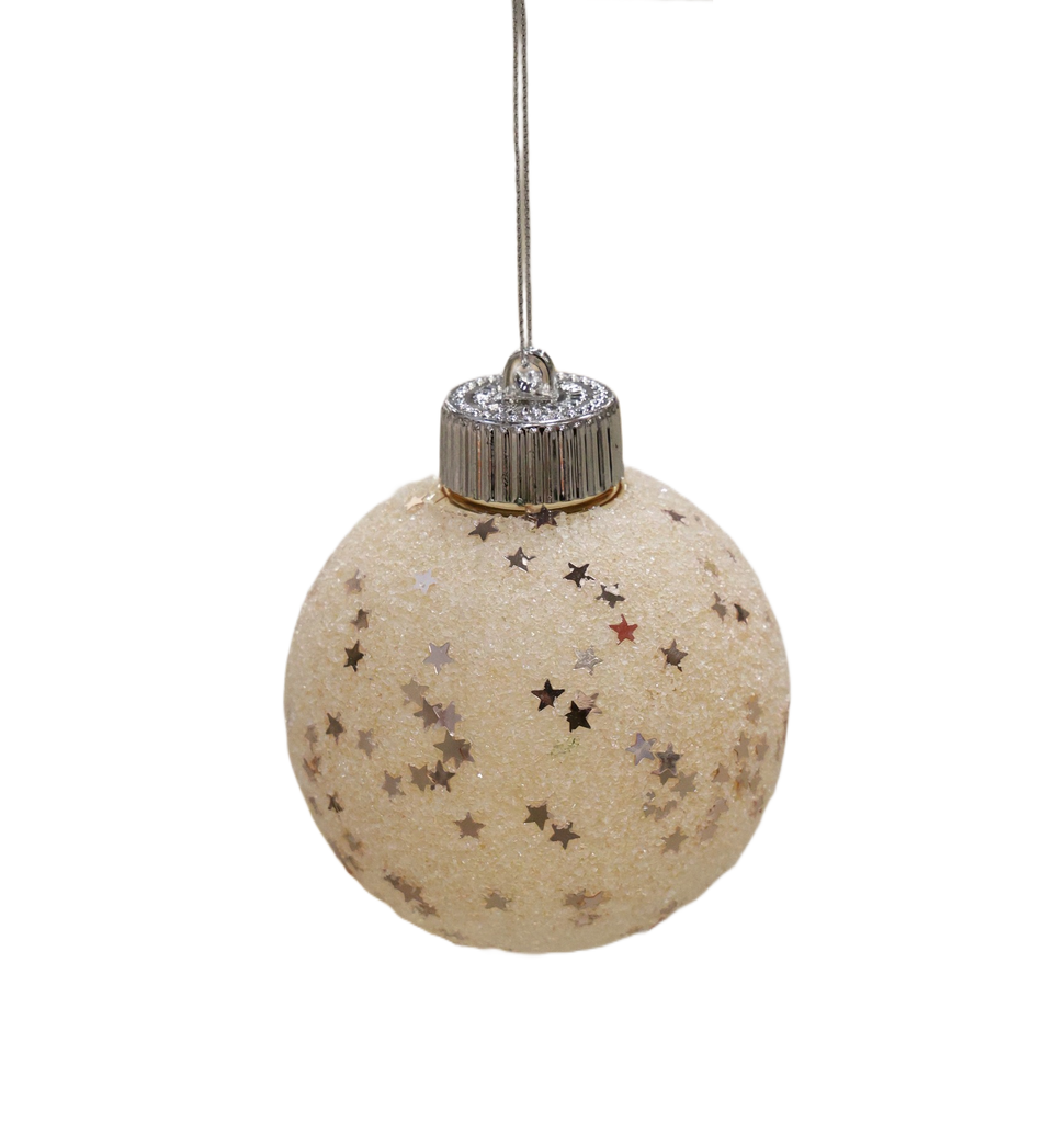 XMAS ORNAMENT GLOB SAMPANIE 8 CM CU STELUTE PLASTIC