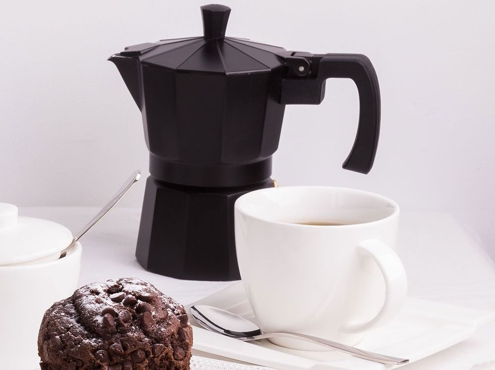 Cafetieră filtru Negra Domotti pentru espresso la aragaz, aluminiu, design modern 450 ml