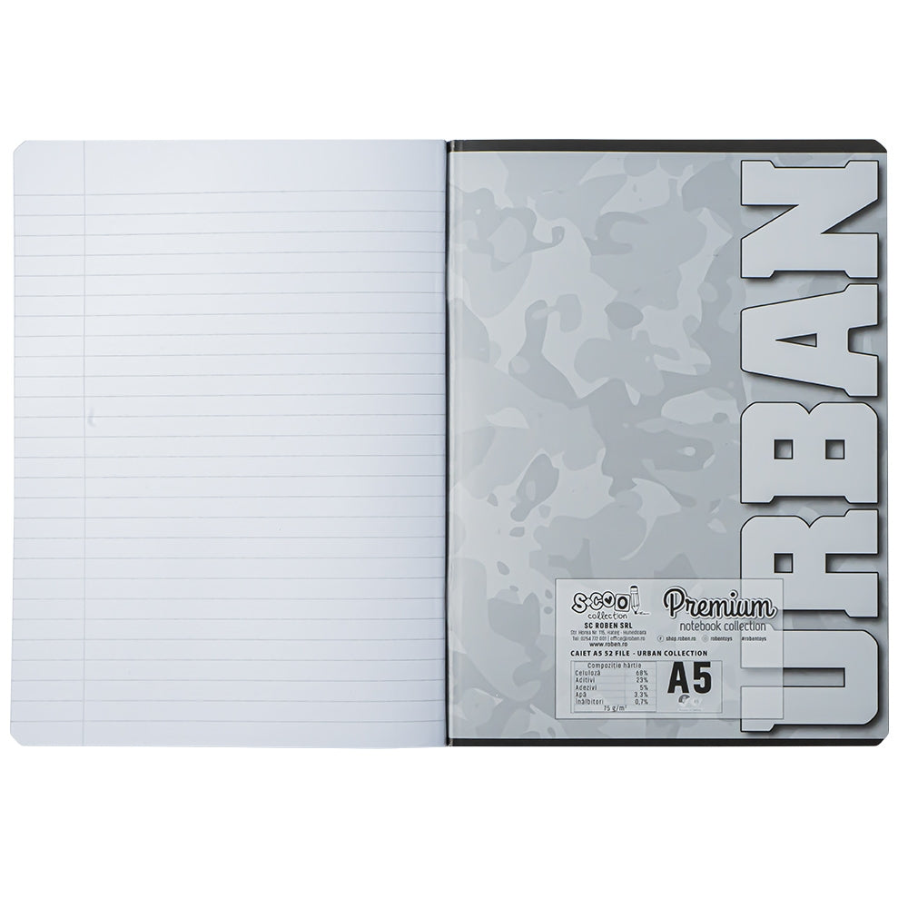 Caiet A5, 52 file, 75 g/mc, Urban Collection Premium - S-COOL / OFFISHOP SC1779