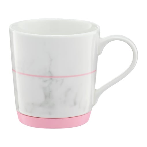 Cană portelan 320 ml, fund silicon roz, Marble AMBITION