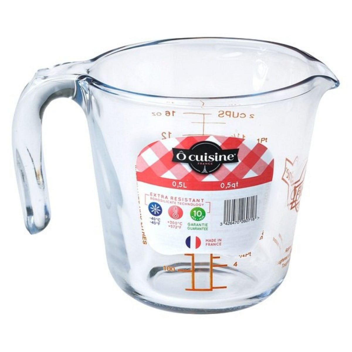 Căni termorezistente gradate Ocuisine din sticlă pentru bucătărie 500 ml
