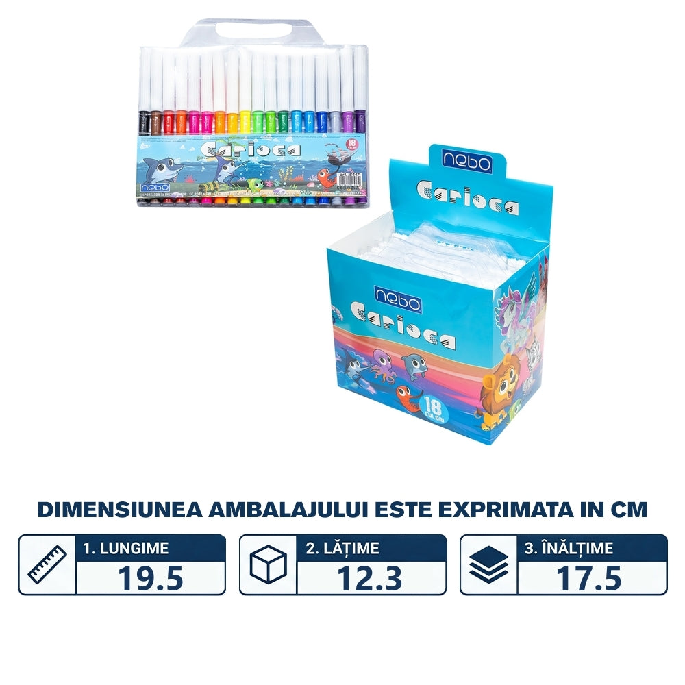 Set carioci 18 bucăți pentru școală și desen NEBO 16447